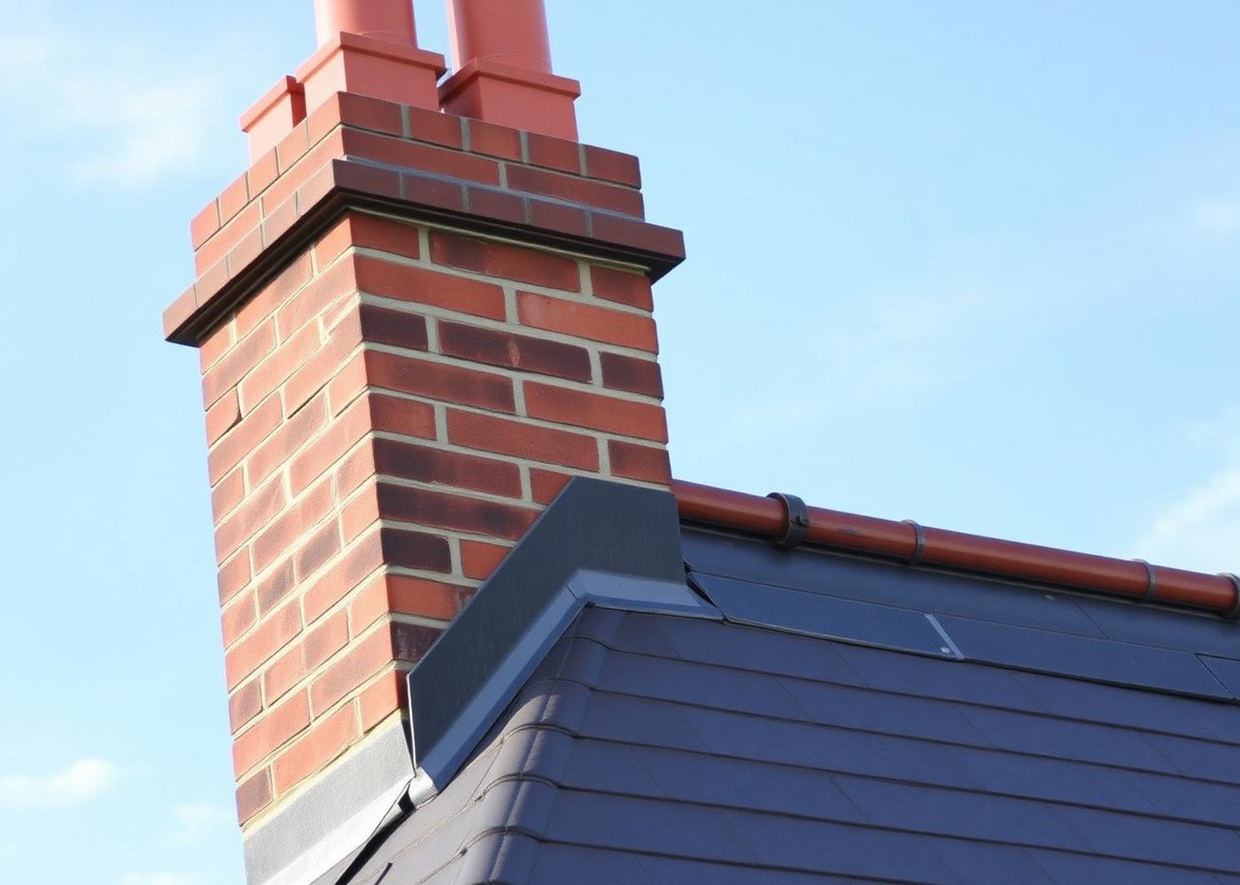 Repointed chimney stack on slate roof