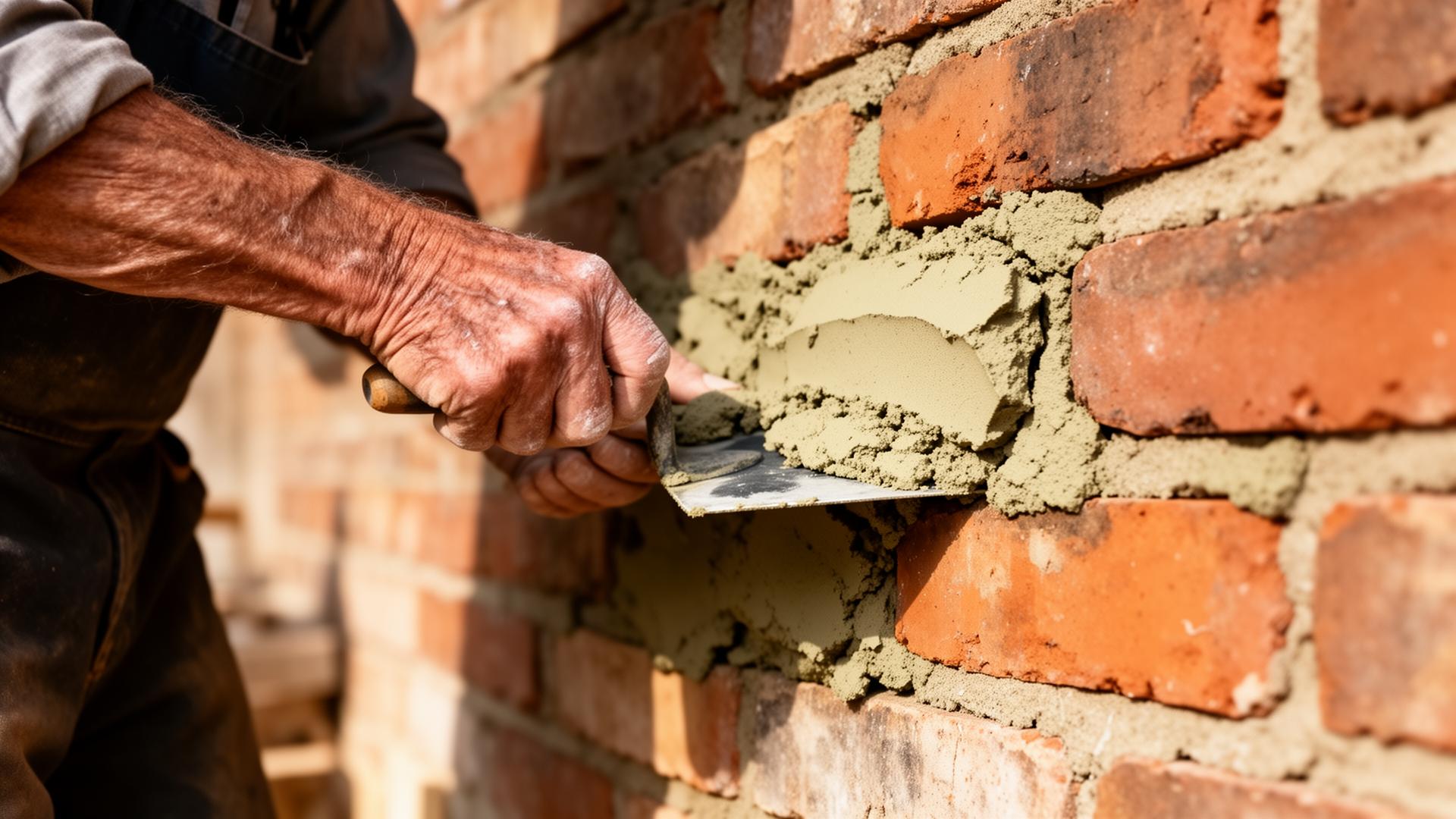Skilled craftsman repointing brickwork by hand