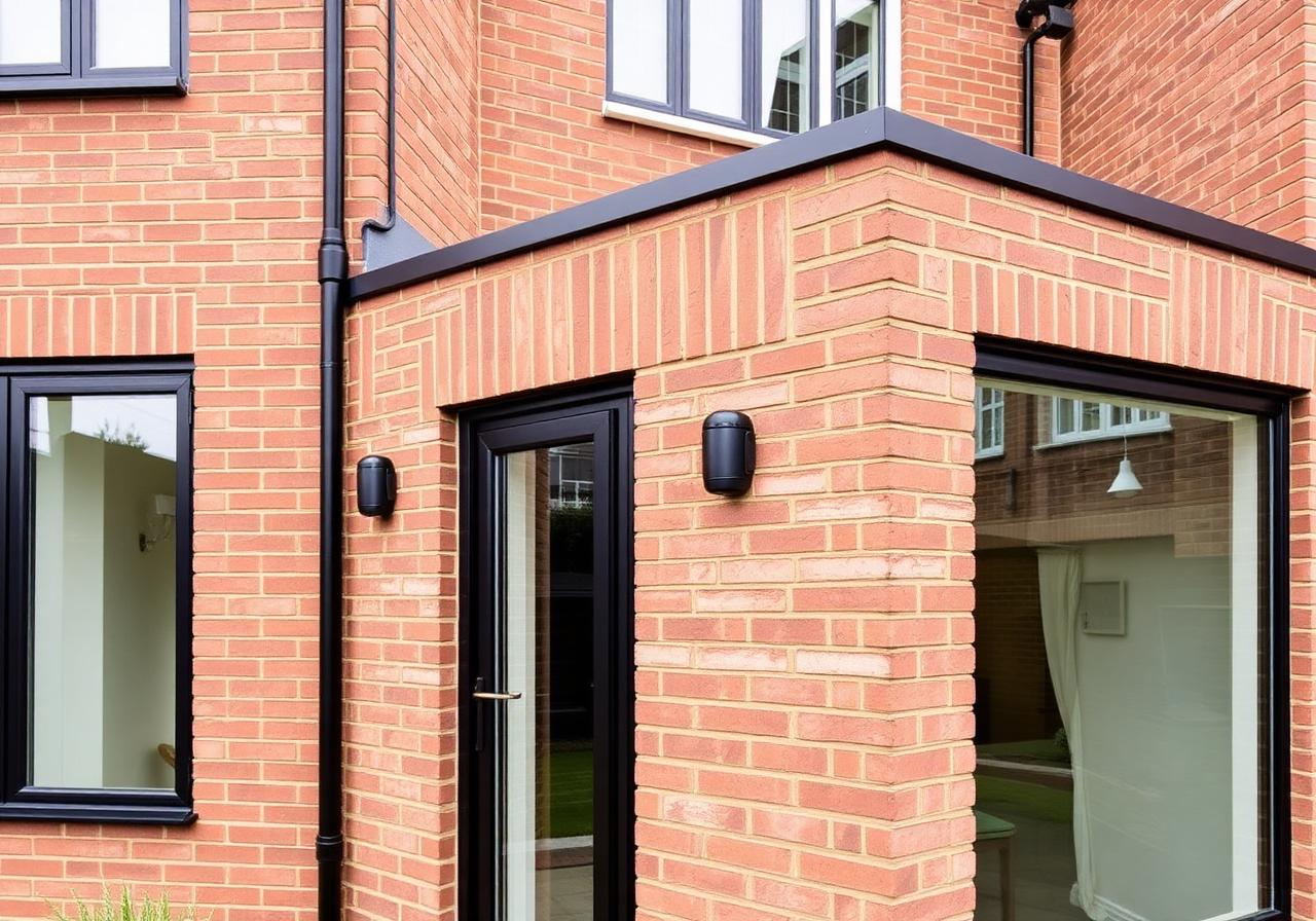 Modern brick extension with crisp coursing